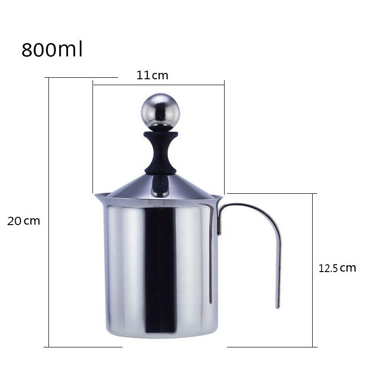 Bình inox tạo bọt sữa làm capuchino latte đủ size