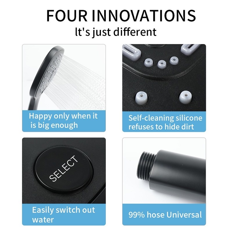 Đầu Vòi Sen Áp Suất Cao 3 Chế Độ Bằng ABS Tiết Kiệm Nước Chất Lượng Cao Có Thể Điều Chỉnh Cho Nhà Tắm