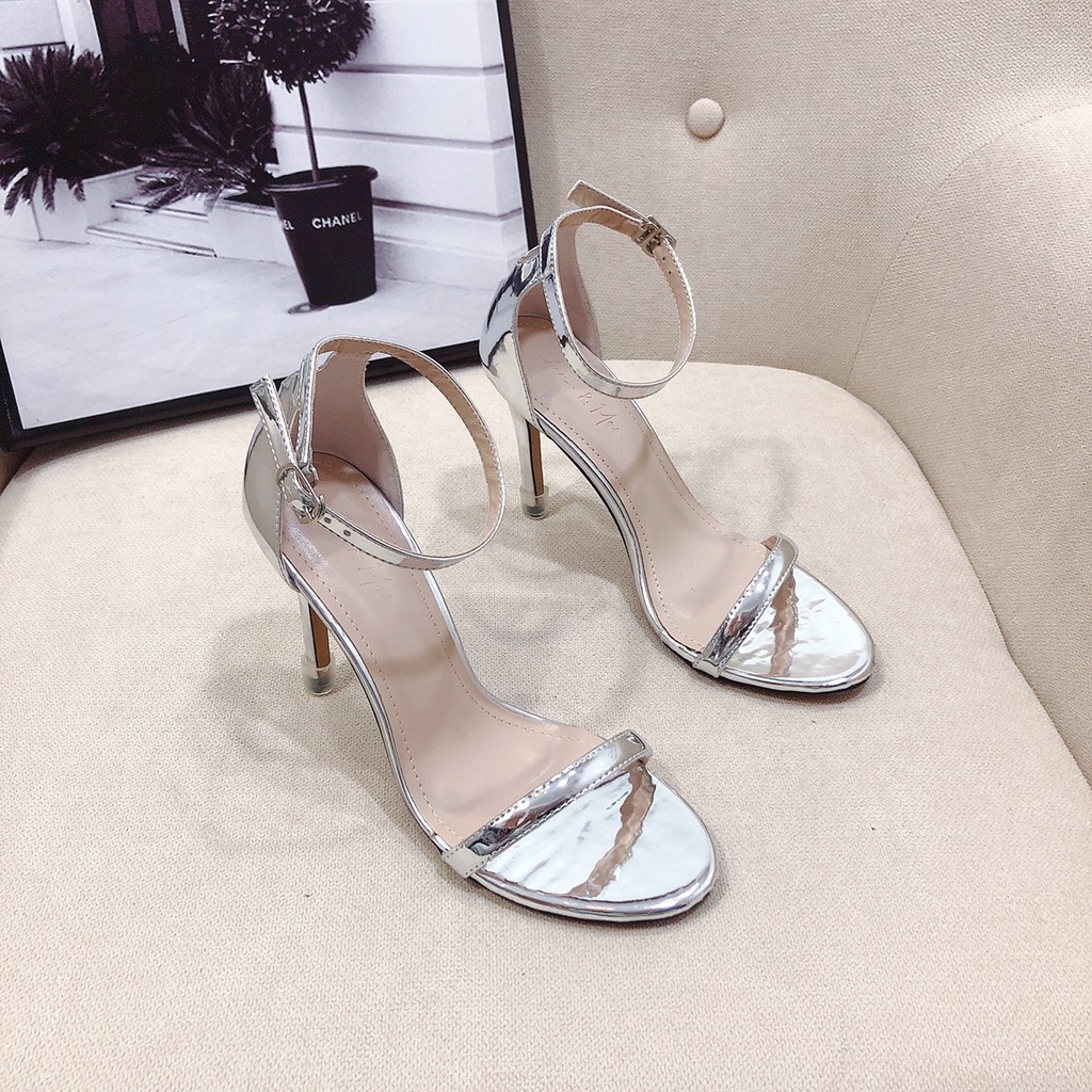Giày cao gót sandal nữ 9p quai ngang hậu hàng chuẩn form cao cấp lên chân siêu sang - Chị Chảnh Store
