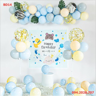 [THANH LÝ NGHỈ BÁN] Set Bóng Trang Trí Sinh Nhật tone màu xanh pastel bé trai
