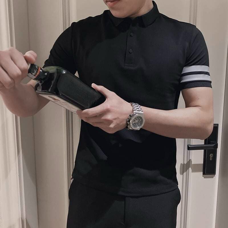 Áo Polo Nam Cổ Bẻ Kẻ Sọc tay  𝑪𝒉𝒂̂́𝒕 𝒄𝒐𝒕𝒕𝒐𝒏 100%- Ảnh Thật