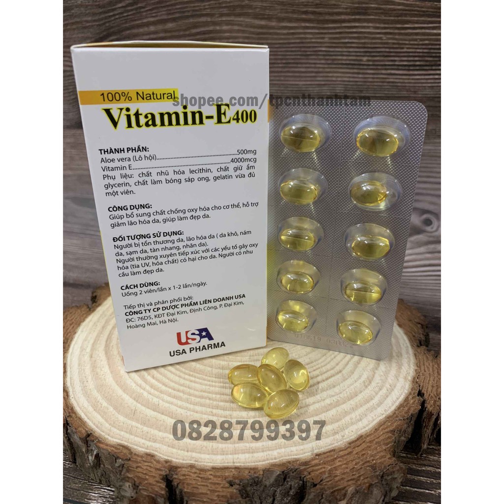 Viên uống VITAMINE 400 bổ sung vitamin E giúp làm đẹp da, trắng da, phục hồi da nhăn nheo-  Hộp 100 viên