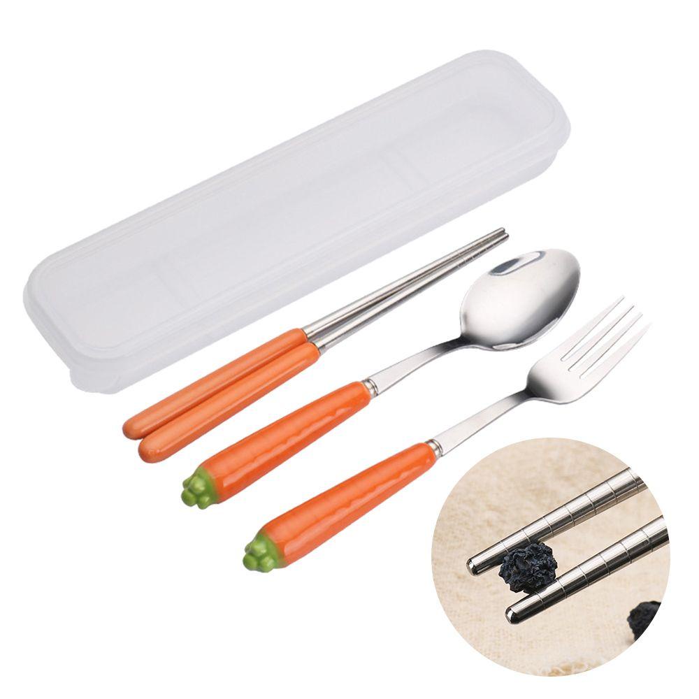 Bộ Dụng Cụ Ăn Uống Bằng Thép Không Gỉ Tay Cầm Sứ Tiện Dụng