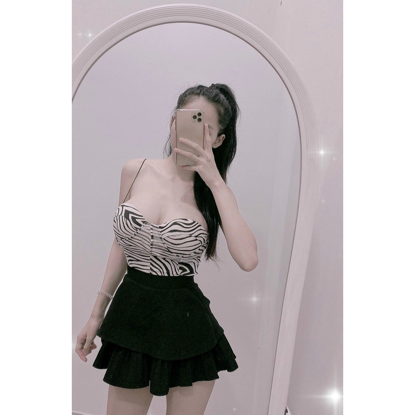 Áo hai dây hoạ tiết beo vằn cúp ngực xịn ☘️☘️☘️☘️Tv alohashop91