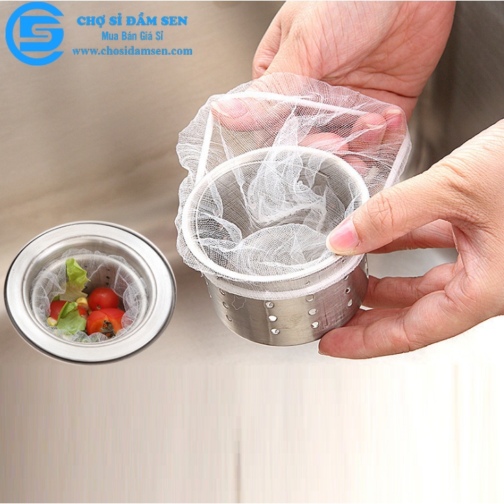 Khung giữ lưới kèm 50 lưới lọc rác loại lớn, lọc thức ăn thừa gắn bồn rửa chén,Giá treo túi chặn rác KhungLRLL50