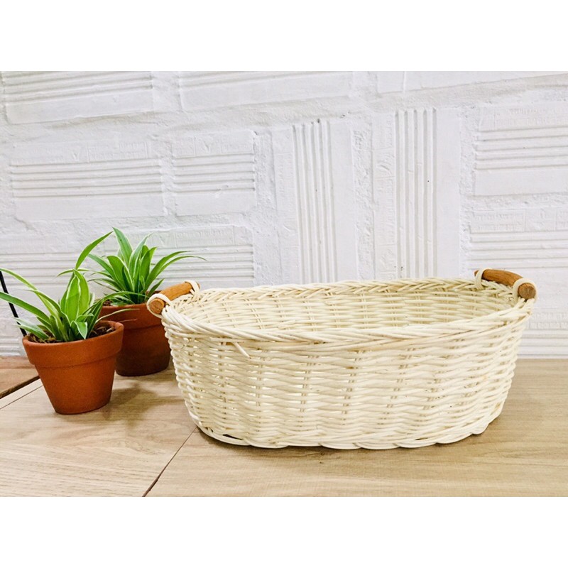 Giỏ mây khay mây hình oval đa năng; Khay mây tre đựng hoa quả, đồ dùng