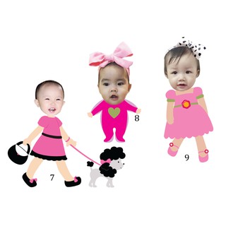 Combo 3 chibi thiết kế bé gái trang trí sinh nhật