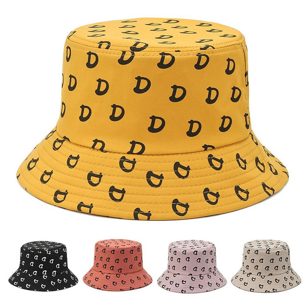 Mũ Tai Bèo Vải Cotton In Chữ D Thiết Kế Đơn Giản Thời Trang Hàn Quốc Dễ Phối Đồ