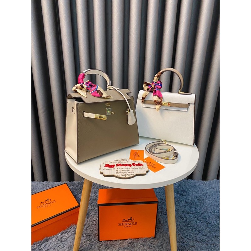 [KELLY25cm] Túi da sần Phối màu size 25cm loại đẹp kèm da test | BigBuy360 - bigbuy360.vn