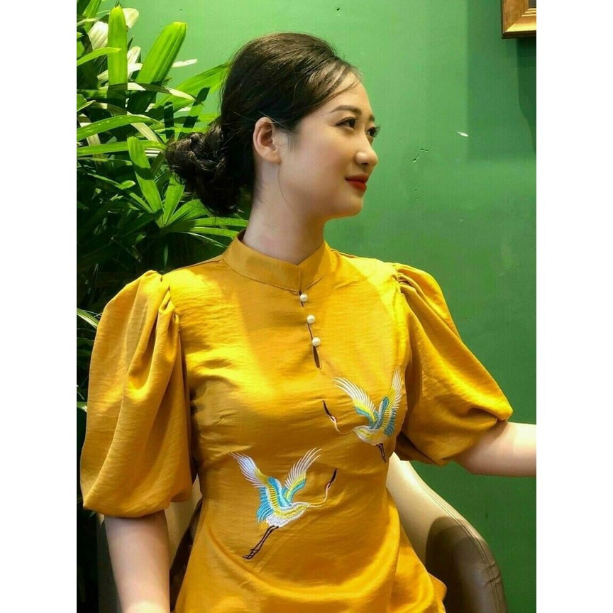 Đồ Lam Đi Chùa - Mẫu Thêu Đôi Hạt Tay Phồng Cao Cấp Đẹp Trang Nhã - CG01