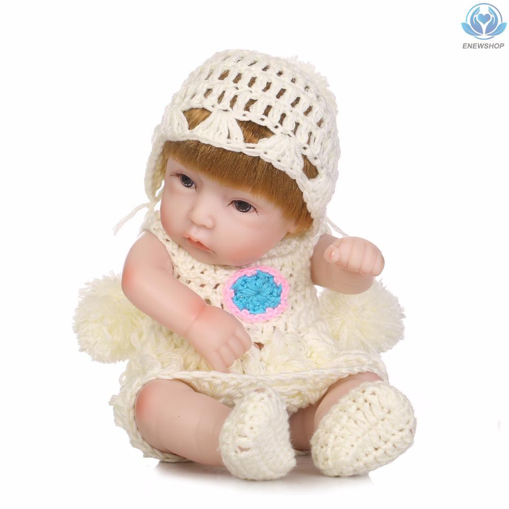 ♥♥enew~11inch Reborn Baby Doll Play Dolls Full Vinvl Body Washable With Knit CLothes Lifelike Cute Girls Gifts Toy Pink