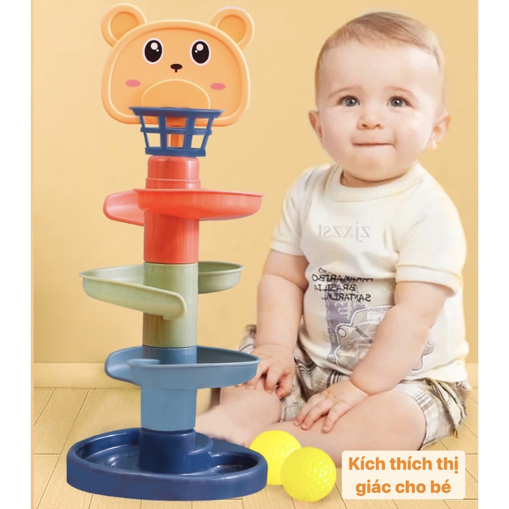 [Đồ chơi thông minh] Đồ chơi cầu trượt - thả bóng xoay tròn cho bé kích thích thị giác Master Kids