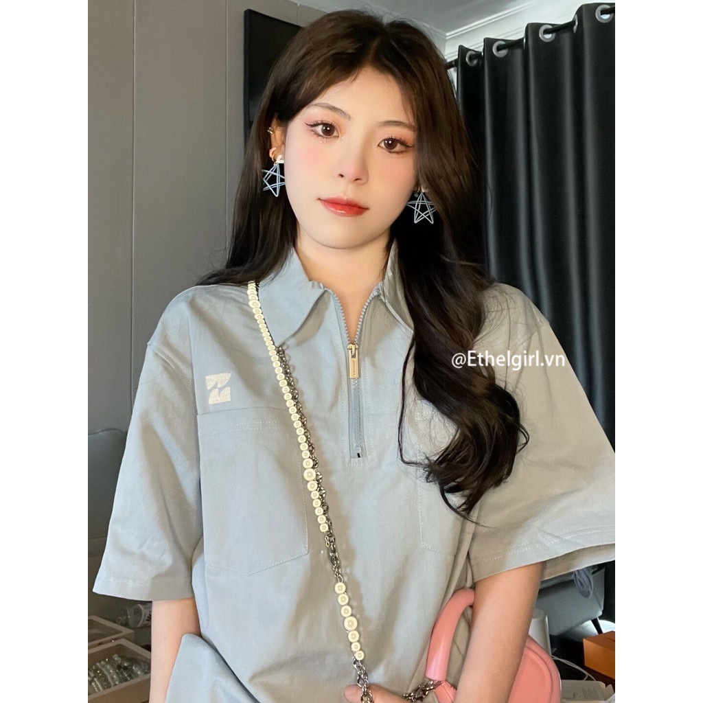 Áo polo Tay Ngắn Dáng Rộng Thời Trang Mùa Hè Theo Phong Cách Hàn Quốc Cho Nữ