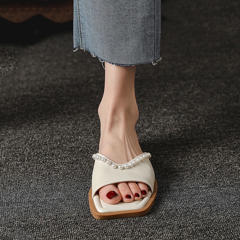 Dép Xỏ Ngón Đính Ngọc Trai Thời Trang Mùa Hè 2022 Dành Cho Nữ