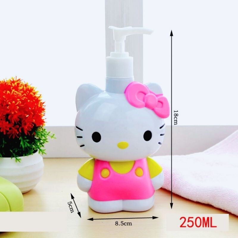 LỌ CHIẾT MỸ PHẨM/DẦU GỘI/NƯỚC HOA DẠNG VÒI NHẤN DUNG TÍCH 250ml HÌNH HELLO KITTY HỒNG XINH XẮN ĐÁNG YÊU