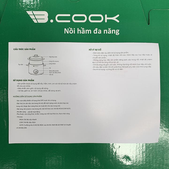 Nồi Hầm Đa Năng 2.5 Lít B.Cook Bohmann BC01-2.5B (Nồi Điện Tử) chính hãng, bảo hành 12 tháng