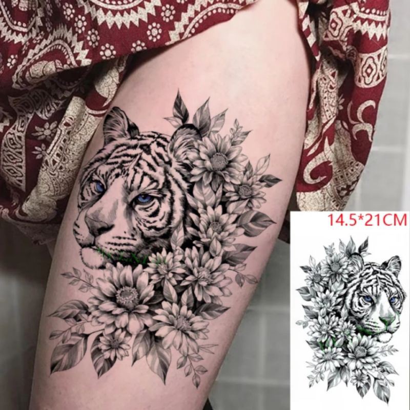 Hình xăm dán tatoo động vật, hổ báo, size bắp tay, bắp chân, khổ giấy 15x21cm (chọn mẫu trong phân loại)