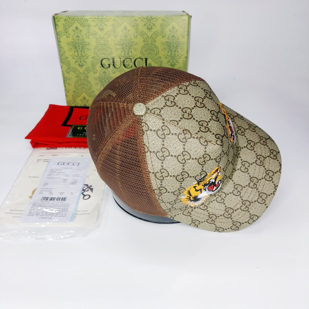 Nón kết gc Mũ lưỡi trai Gc thời trang cao cấp song hổ mỏ ngắn lưới nâu supper like âu 1.1  full box hộp cực đẹp (Nón Thi