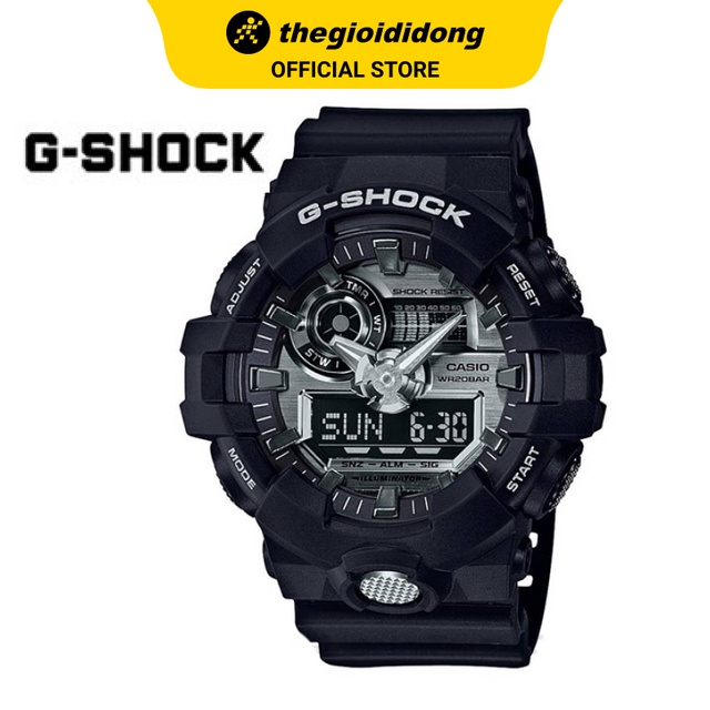 Đồng hồ kim và điện tử Nam dây nhựa GSHOCK GA-710-1ADR Đen