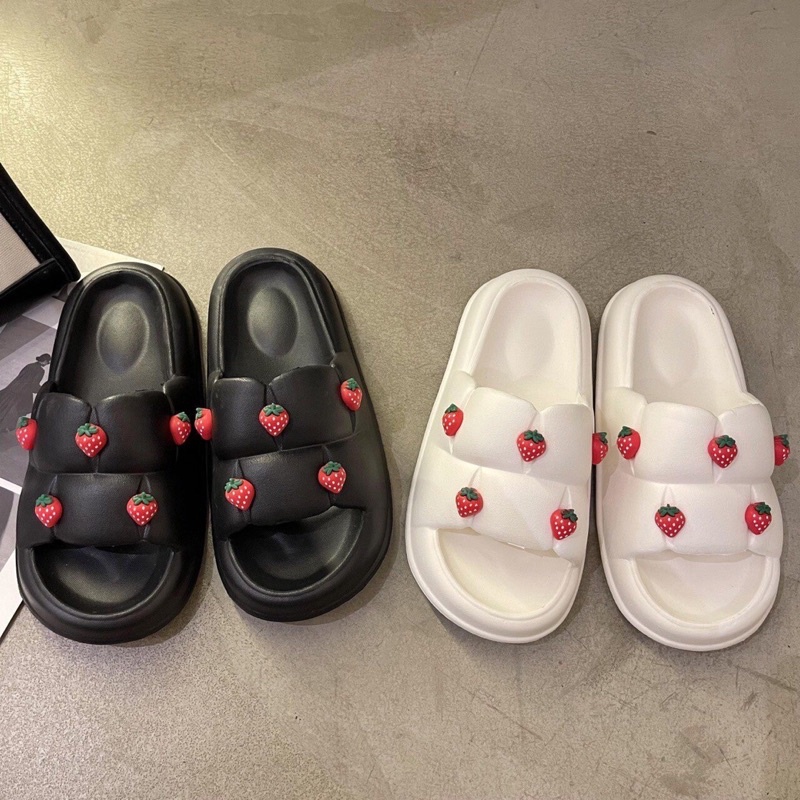 Dép bánh mì Sticker DÂU TÂY mẫu mới kèm clip thật