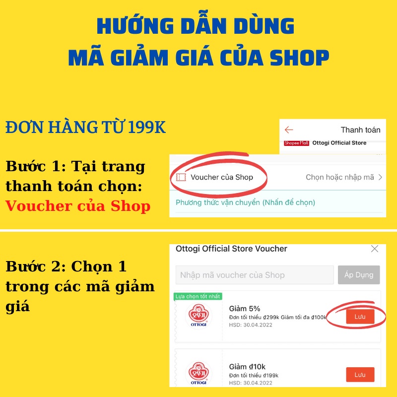 Thùng 48 Gói Mì Không Gói Gia Vị Ottogi 110gx48