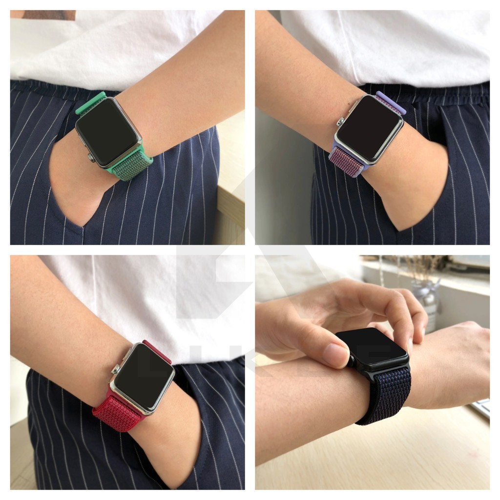 Nylon mềm thể thao thay thế dây đeo vòng đeo tay Vòng đeo tay Apple Watch Band iWatch Series 6 5 4 3 2 1 SE Đối với Apple Watch Strap Band 38mm/40mm/41mm 42mm/44mm/45mm / T500 / T5 / W26 / T55 / W34 / F10 / FK88 / W26 +