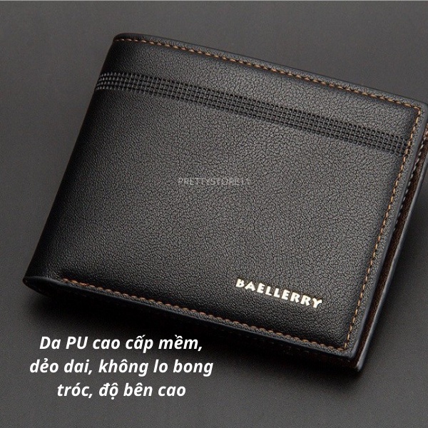 Bóp ví da nam cao cấp không bong tróc thiết kế gập đôi nhiều ngăn tiện lợi đựng tiền thẻ thời trang Hàn Quốc