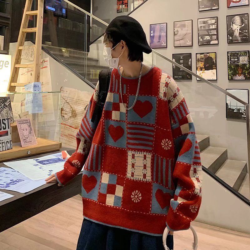 Áo Sweater Dệt Kim Tay Dài Dáng Rộng Thời Trang Thu Đông Hàng Mới Phong Cách Mỹ Dành Cho Nam