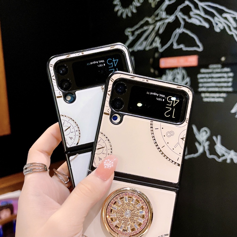 Ốp Điện Thoại Cứng Chống Sốc Họa Tiết Đồng Hồ Đính Kim Cương Cho Samsung Galaxy Z Flip 3 4