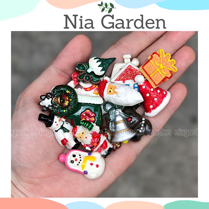 Mô hình tiểu cảnh trang trí chậu cây charm noel decor giáng sinh - N5