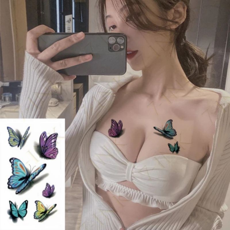 Hình xăm tạm thời butterfly 3d e023. Tatoo sticker 10x6cm