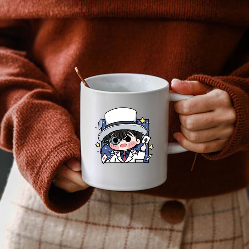 Cốc sứ trắng in hình  CONAN, KAITO KID Thám tử lừng danh anime chibi dễ thương xinh xắn