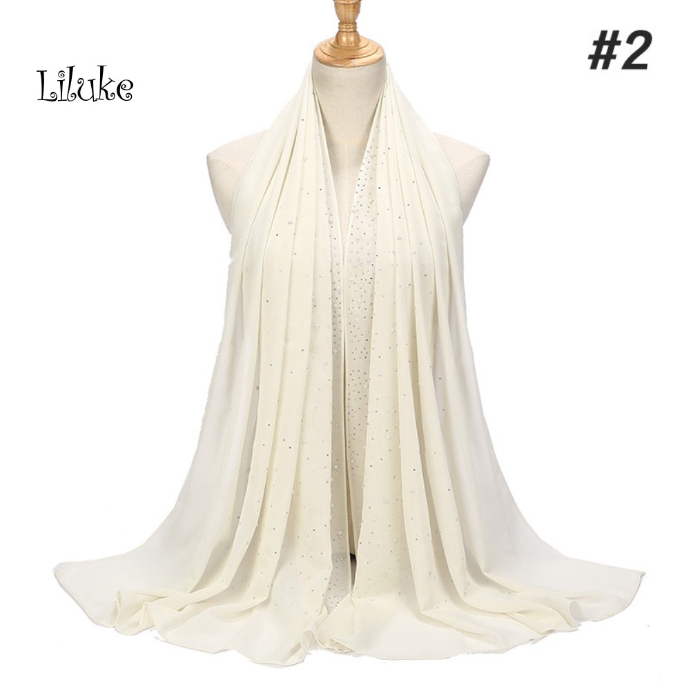 Khăn trùm đầu đính ngọc trai giả phong cách Hồi Giáo cho nữ