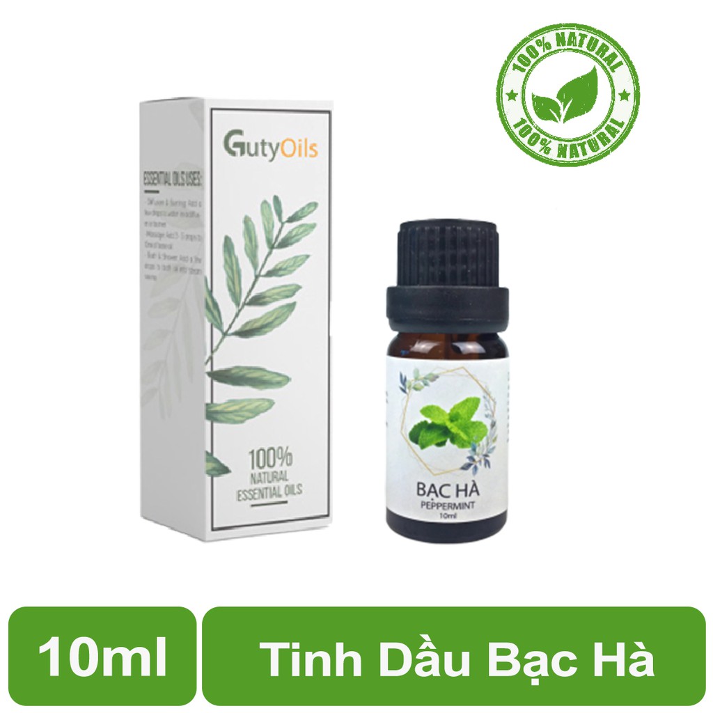 Tinh dầu bạc hà nguyên chất Guty Oils đuổi chuột, đuổi muỗi, đuổi côn trùng, giảm căng tăng, chống say xe - Lọ 10ml