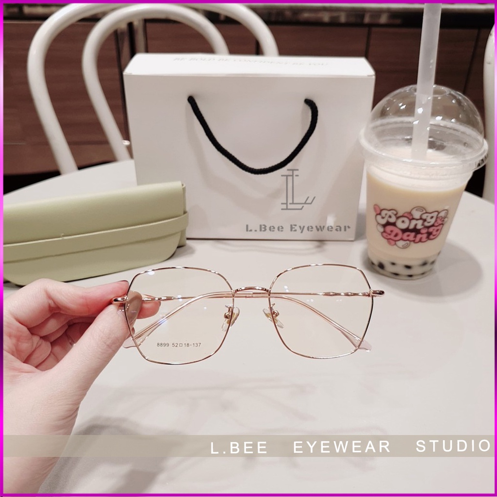 Gọng kính nam nữ L.BEE EYEWEAR mắt kính vuông to kiểu dáng unisex chất liệu kim loại mảnh 88L99