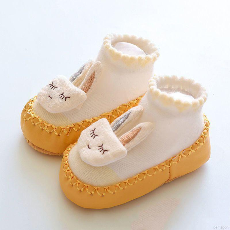 Giày tất cotton đế mềm chống trơn trượt hình thỏ dễ thương ngộ nghĩnh cho bé tập đi