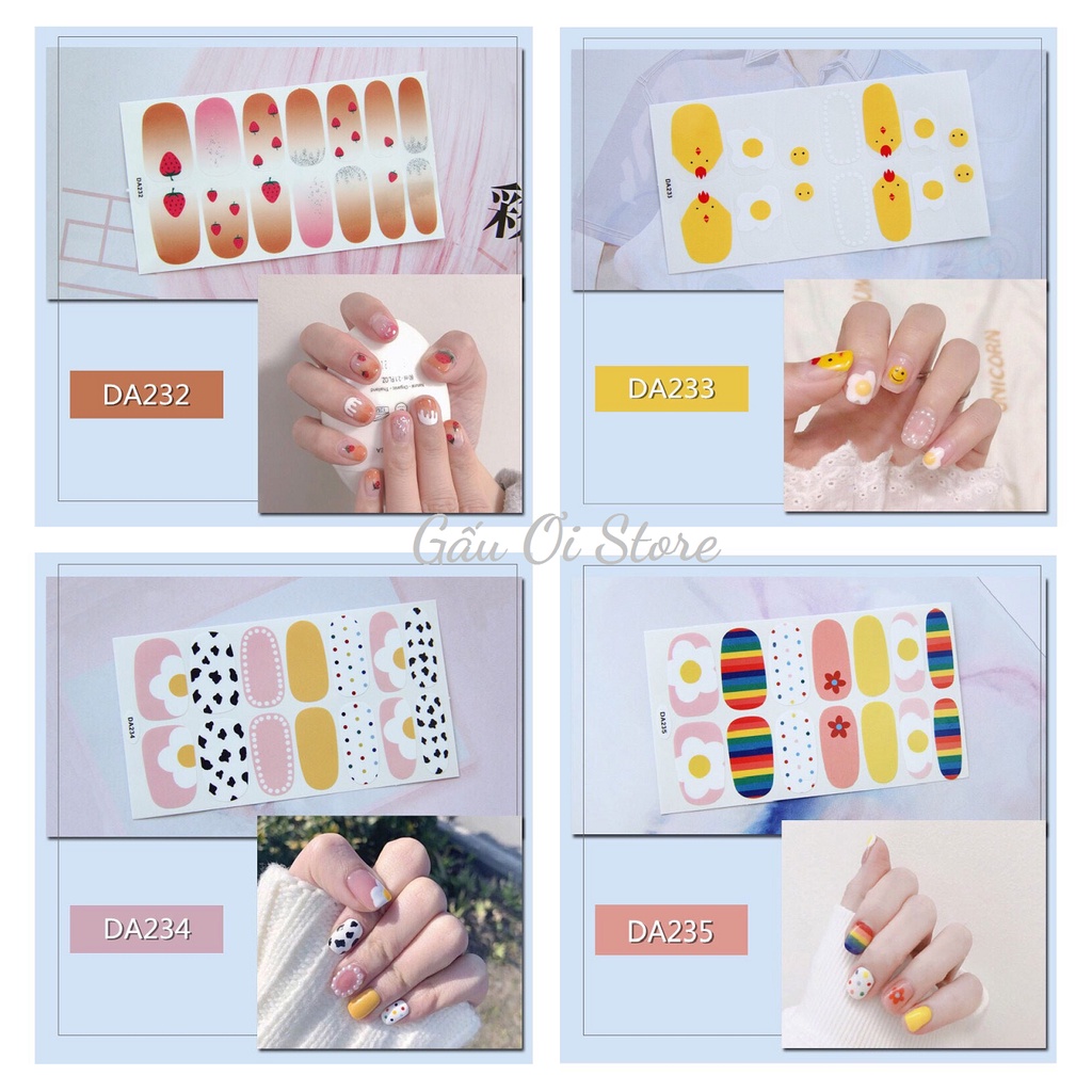 Bộ 14 Miếng Dán Móng Tay Siêu Xinh Phong Cách Hàn Quốc