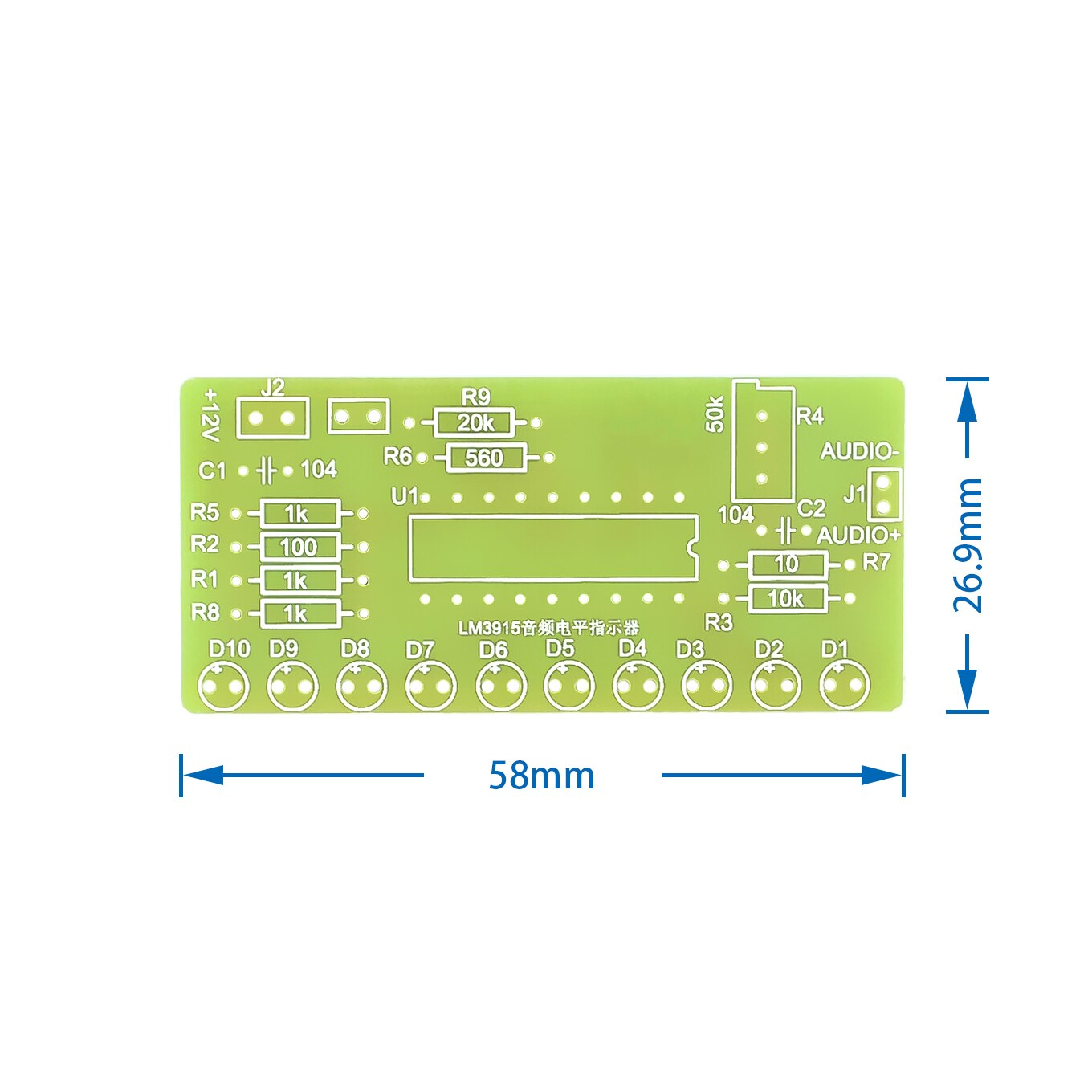 Bộ Dụng Cụ Kiểm Tra Phân Tích Âm Thanh Lm3915 10 Led