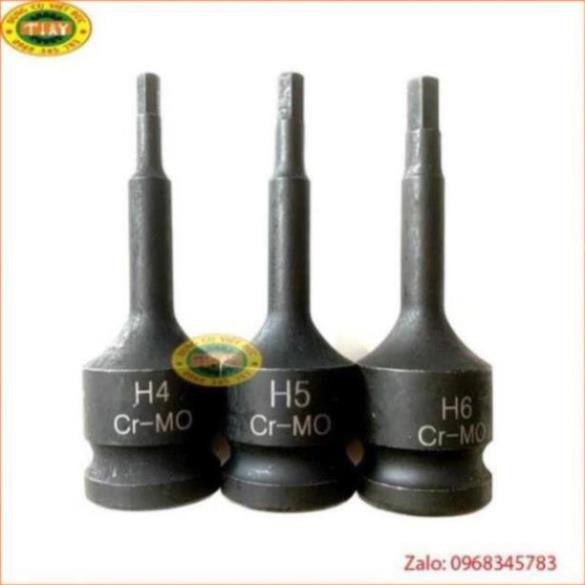 Lục giác chân khẩu 1/2inch H4, H5, H6 dài 80mm, dùng cho máy bắn ốc, bu lông ( Bán lẻ )