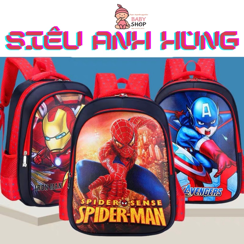 Balo cho bé ,Ba lô học sinh tiểu học bé trai bé gái lớp 1 đến lớp 3, họa tiết siêu Anh hùng-Công chúa