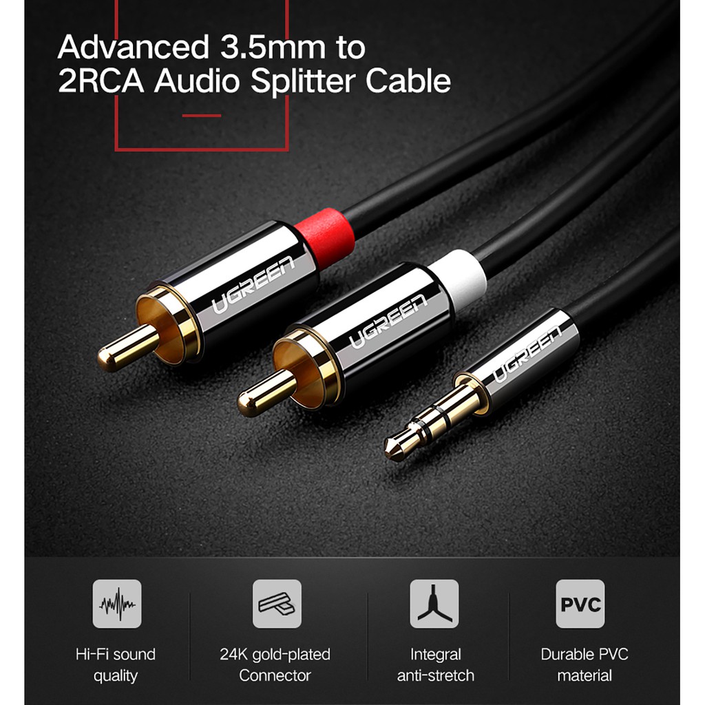 Cáp Audio Chuyển 3.5mm ra 2RCA Cao Cấp UGREEN AV116