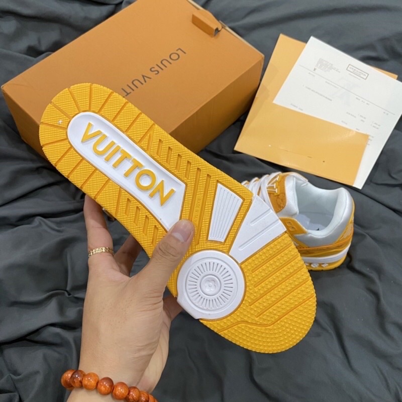 GIÀY LV TRAINER SNEAKER WHITE YELLOW TRẮNG VÀNG DA THẬT SC