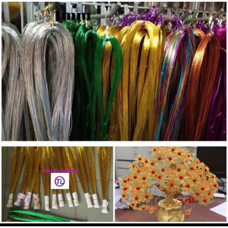 Bó 40 sợi kẽm si size 24 làm hoa làm cây cành vàng lá ngọc