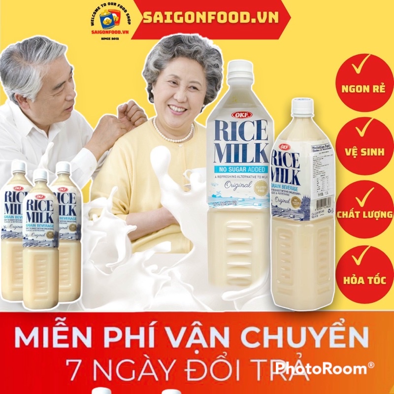 Nước gạo - Sữa gạo rang Hàn Quốc nguyên chất thơm ngon ít đường chai 1.5L date mới, đồ ăn vặt SaiGonFood ngon bổ rẻ