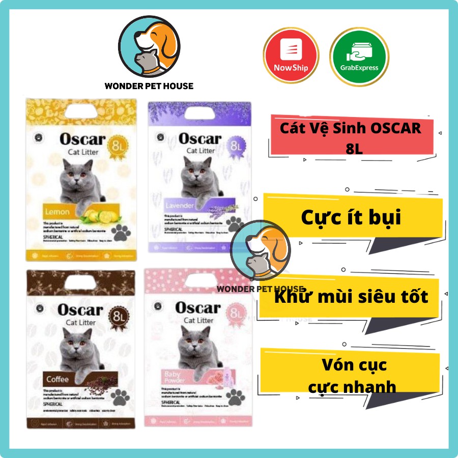 Cát Vệ Sinh Cho Mèo Oscar 8L - Vón cục nhanh - Siêu Thơm
