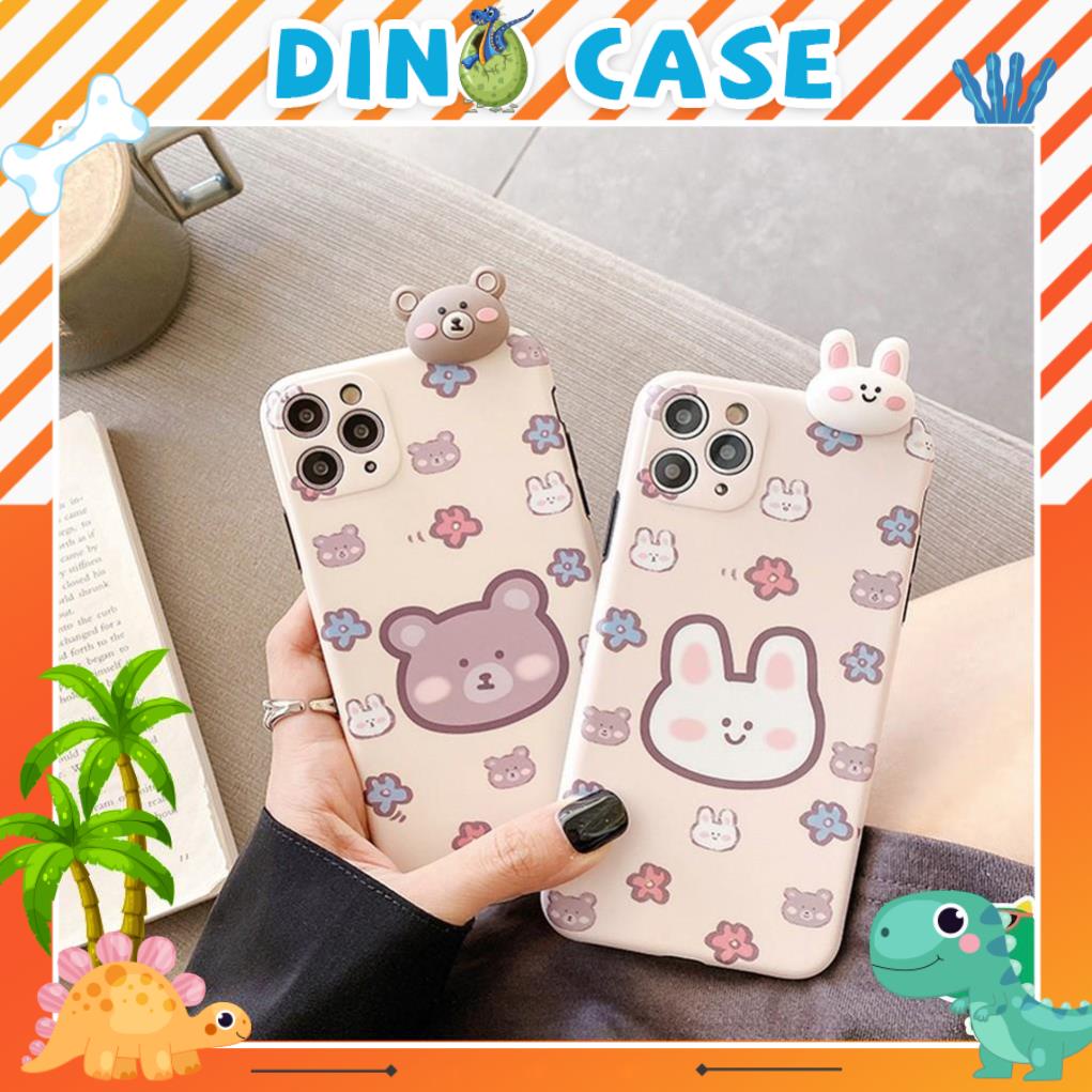 Ốp lưng iPhone leo IMD Gấu nâu - Thỏ trắng 7plus/ 8plus / x /xs /xsmax/11/ /11 promax/12/12pro/12promax  DT07- Dino Case
