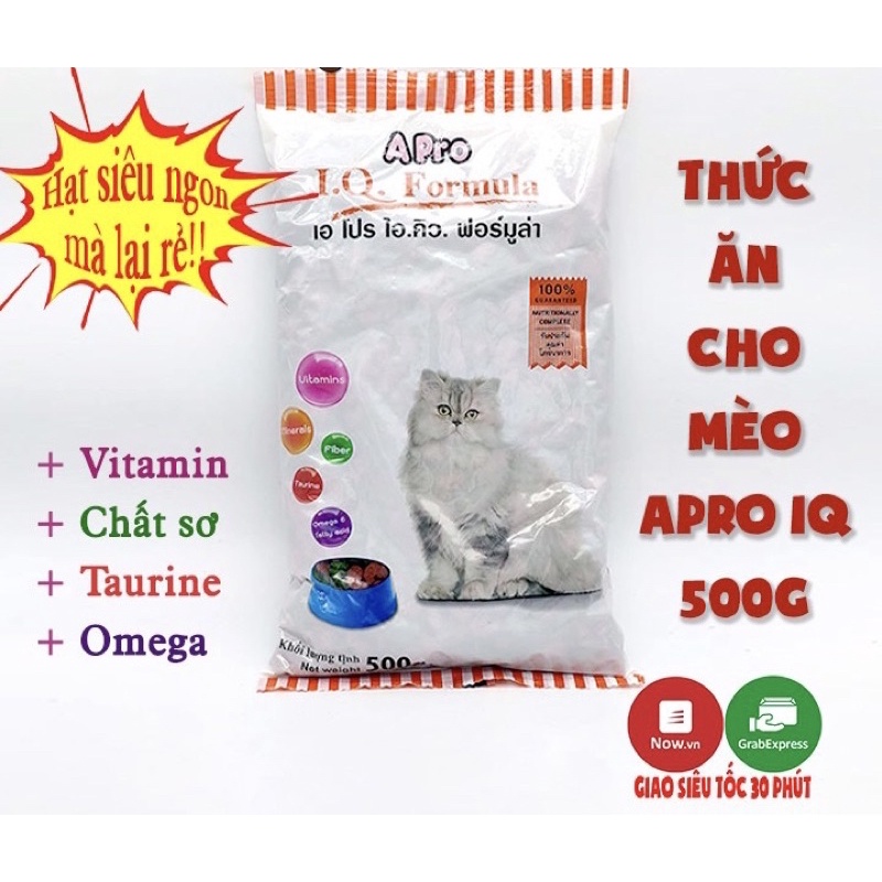 (Now ship 1 giờ) Thức ăn cho mèo Apro IQ Formula 500g hạt cho mèo giá rẻ bổ sung vitamin rau củ - HDPET Shop