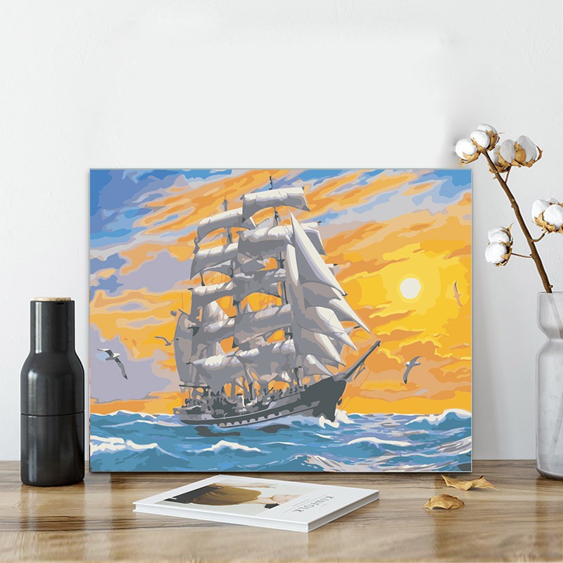 Tranh tô màu 40x50cm có khung Thuyền buồm T193