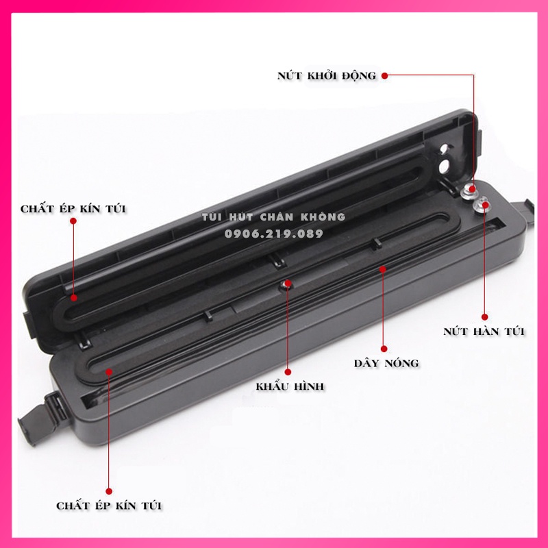 Máy Hút Chân Không Thực Phẩm Kèm Hàn Miệng Túi Vacuum Sealer Chính Hãng - Tặng 10 Túi