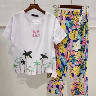Set quần hoa áo thun zara